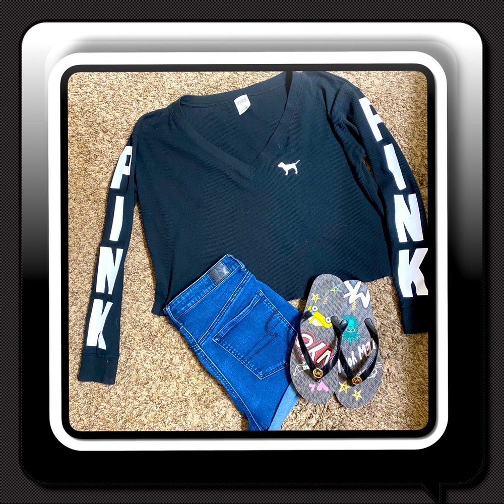 EUC PINK Brand Crop Long Sleeve Top